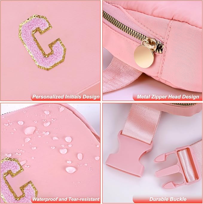 Uygafly Graduation Gifts for Girls Teen,Belt Bag for Women Girls Initial Crossbody Bag Waist Packs Teens Fanny Pack,Personalized Accessories for Preppy Cute Stuff Gifts for Teens Girls Kids | Peach,C