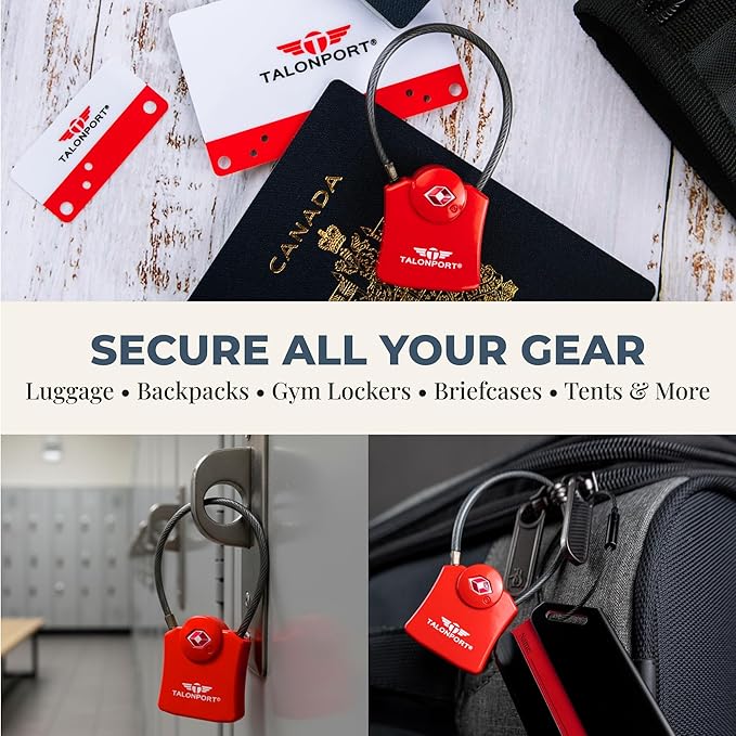 Keyless Luggage Locks TSA Approved, No Combination Needed, Lifetime Card Keys, Heavy-Duty Metal Suitcase Lock for Travel Essentials & Checked Bags (4 Pack)