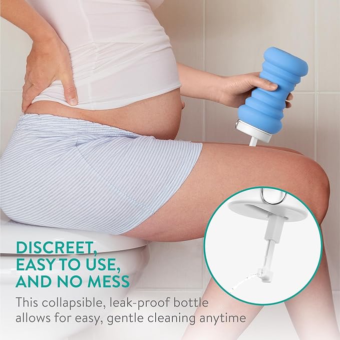 Cynpel Foldable Peri Bottle - Compact Leak-Proof Portable Travel Bidet Sprayer - Ideal for Postpartum Care Perineal Spray Wash & Personal Hygiene - Jet Spray Portable Bidet - Blue