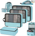 Compression Packing Cubes Set, Versatile 8pc Travel Essential Packing System- Lightweight Travel Organizers for Family & Business Travel, Space Save for Backpack, Duffel & Suitcase- Blue