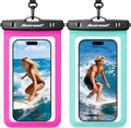 Hiearcool Waterproof Phone Pouch,Waterproof Phone Case for iPhone 17 16 15 14 13 Pro Max,IPX8 Phone Waterproof Pouch for Beach Cruise Ship Travel Essentials Green&Bright Red-2Pack