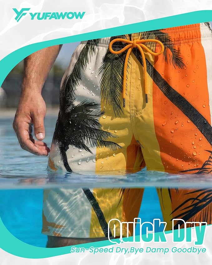 Men Swim Trunks 9 Inch with Mesh Lining Breathable Quick Dry Drawstring Pockets for Summer Beach Pool Board