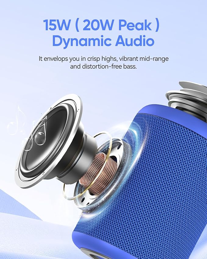 Portable Bluetooth Speaker Beach Essentials: Powerful Crystal Clear Sound/Dynamic Light/IPX5 Waterproof/All Day Playtime/Wireless BT 5.3/TWS Paring, Mom Gifts, Outdoor|Travel|Camping|Pool Accessories