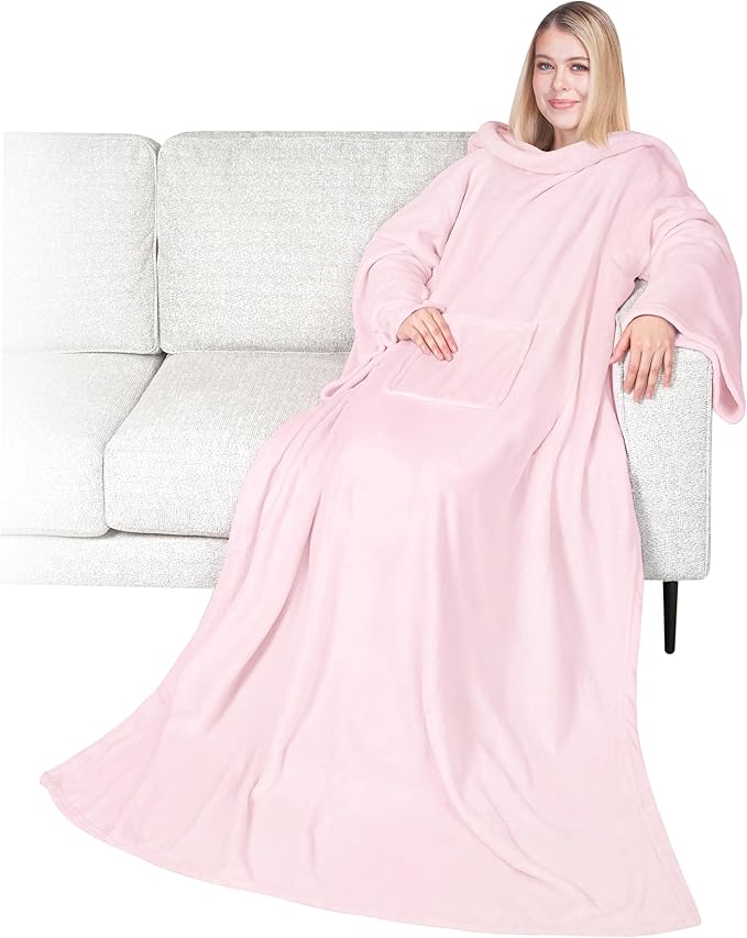 PAVILIA Wearable Blanket with Sleeves for Adult Women Men, Cozy Fleece Warm Wrap Throw with Arms, Gifts for Christmas, Wife