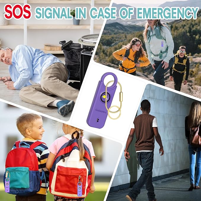 Rechargeable Personal Safety Alarm for Women, 135 dB Loud Self Defense Keychain Siren with LED Strobe Light, Personal Emergency Security Safe Devices Key Chain Alarms for Women Kids Elderly (Violet)