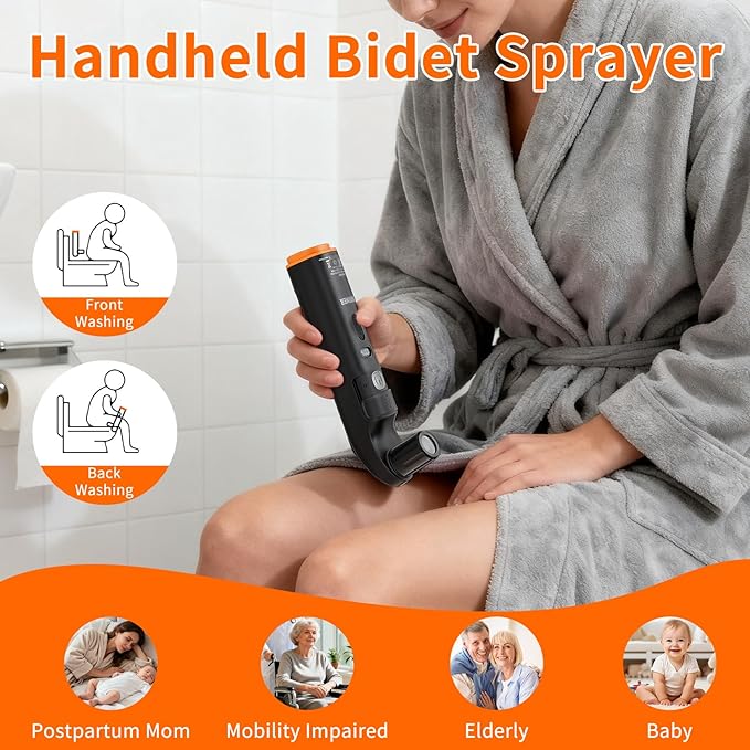 Portable Bidet & Shower for Travel, JUTIMER 2.5L&1600mAh Rechargeable Camping Shower, 2 Showerheads Bidet Sprayer, 2 Modes Waterproof Handheld Bidet, Outdoor Shower Kit for Hiking, Travel