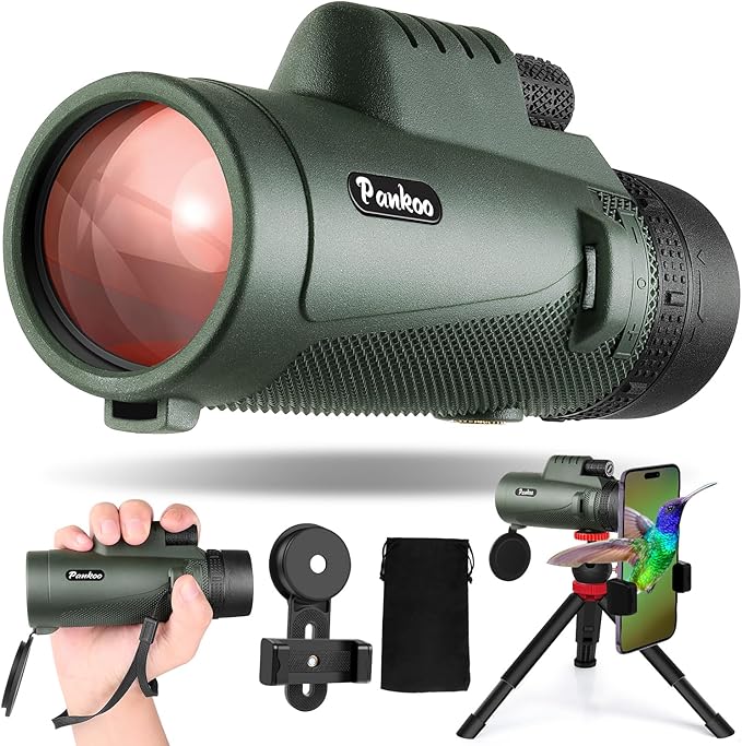 Pankoo 40X60 Monocular Telescope with Smartphone Holder & Upgraded Tripod, 2025 BAK4 Prism FMC Monoculars for Adults, HD Monocular Scope for Bird Watching Hiking Concert Camping Travelling