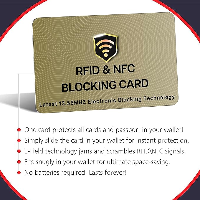 SaiTech IT RFID Blocking Cards, 3 Pack One Card Protects Entire Wallet Purse For Men & Women, NFC Contactless Bank Debit Credit Card Protector ID ATM Guard Card – Golden
