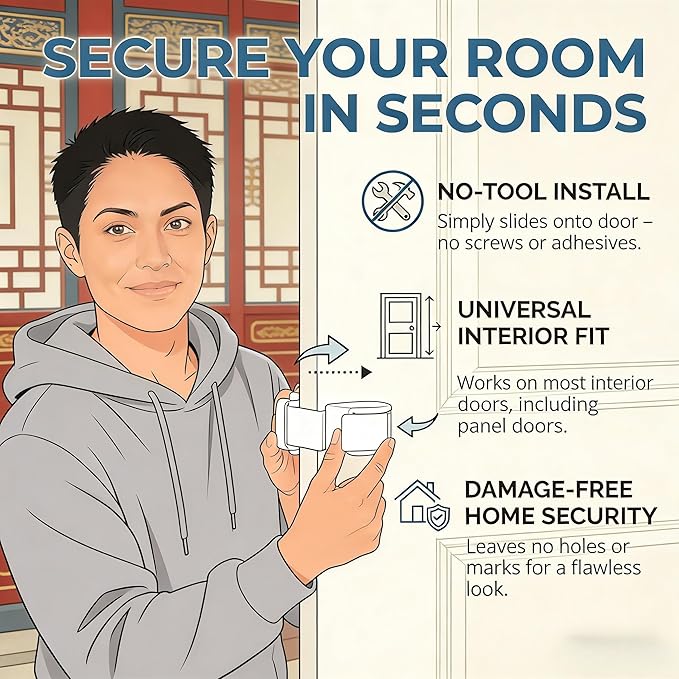 Childproof Door Locks, Child Proof Door Lock, Snap-On Door Knob Safety Lock & Door Handle Child Lock, The Childproof Lock Toddlers Can't Reach, and Renters Can Actually Use (2PC)