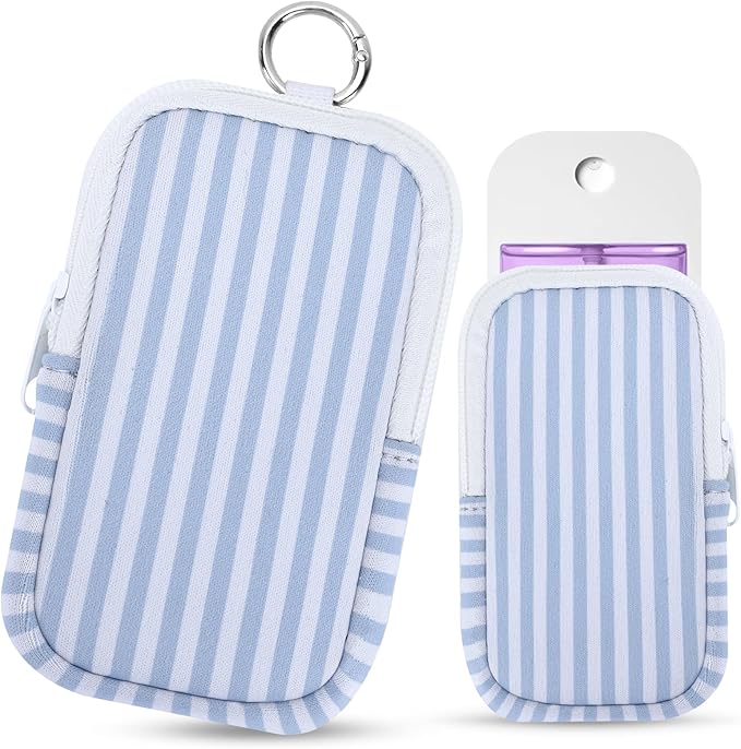 Hand Sanitizer Spray Case,Compatible with Popular Sanitizers,Zipper Pouch for Hand Sanitizer,Cute Fashion Accessories with Snap Hook for Glow Mist and Power Mist 1FL OZ,Suitable for Outdoor(Stripes)