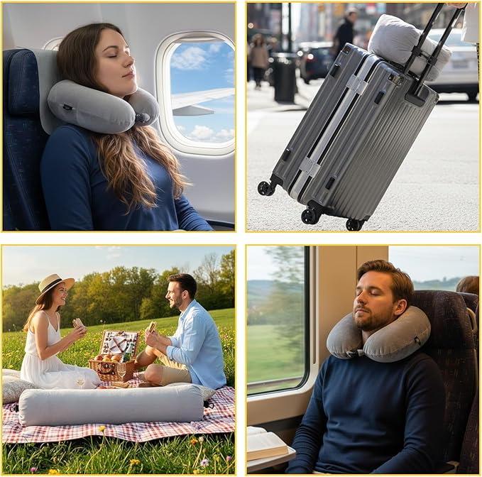 Stuffable Neck Pillow for Travel, Velvet Travel Neck Pillow Storage Bag with Adjustable Necks Size for Airplanes, No Filler Storage Pillows Fits 3+ Days of Travelling Essentials