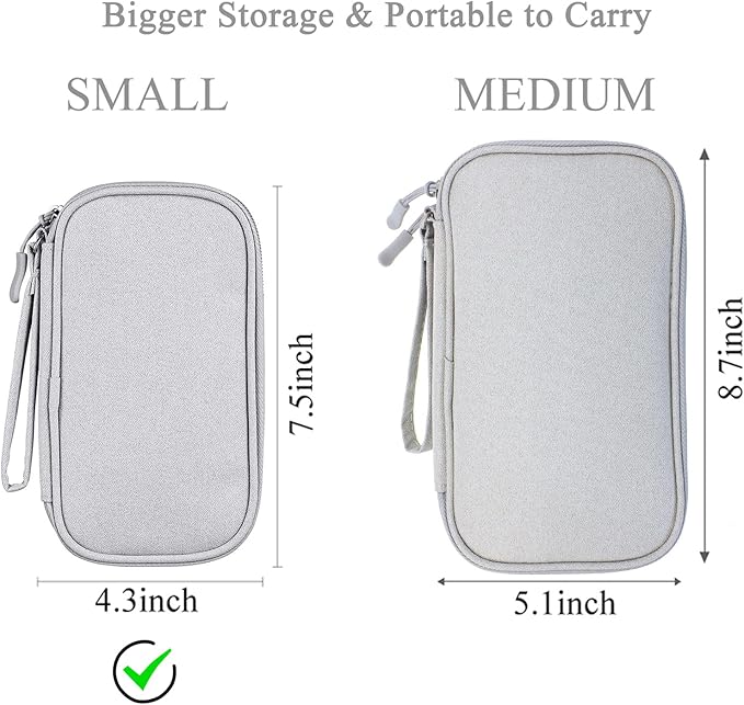 Bevegekos Electronics Accessories Organizer Pouch Bag, Designed for Power Adapter/Charger/Cables/Mouse, for Travel (Light Grey)