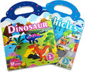 2 Sets Reusable Sticker Book for Kids, Puffy Jelly Stickers for Toddlers, Travel Essentials Craft Activities Toys for Boys Birthday Gifts - Dinosaur & Vehicles