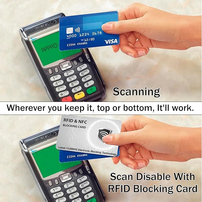SaiTech IT 5 Pack RFID Blocking Cards Protect Your Entire Wallet, Purse, and Cards from NFC Contactless Theft Wallet for Men & Women - Silver (5 Pcs Silver)