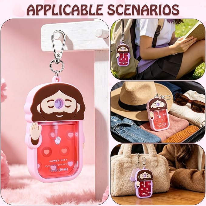 Silicone Case Compatible with Touchland Hand Sanitizer Spray, Touchland Case with Keychain, Protective Case for Power & Glow Mist 1 FL Oz/30ML, Sanitizer Spray Accessory for Mother's Day(Pink&Purple)