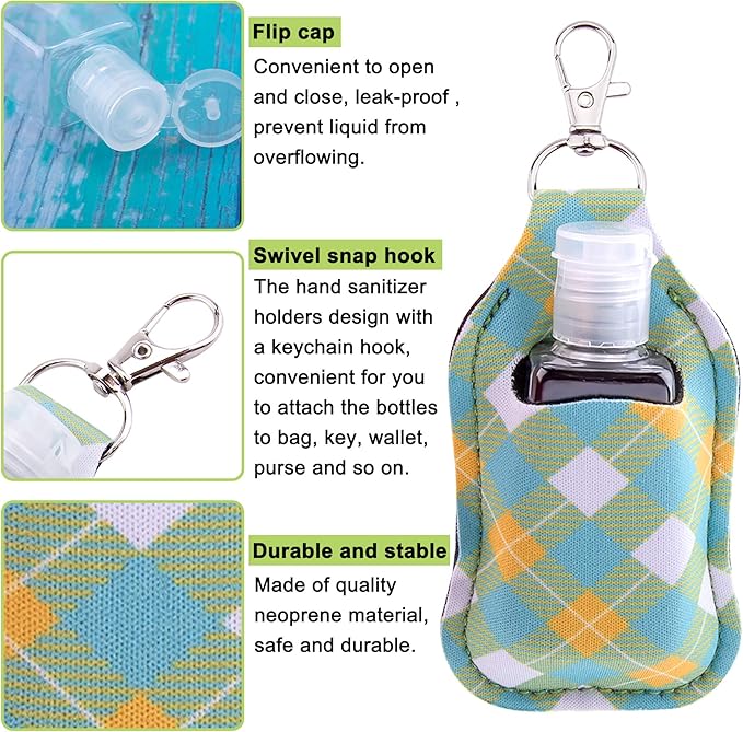Duufin 40 Pieces Hand Sanitizer Keychain Holders Set with 20 Pieces Hand Sanitizer Holder and 20 Pieces Empty Travel Bottles