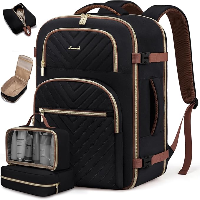 LOVEVOOK Travel Backpack Carry on Flight Approved 40L,Waterproof TSA Travel Essentials Personal Item Backpack for Women Men,Large Carry on Luggage Suitcase Travel Bag for Airplane with 3 Packing Cubes