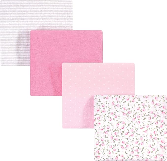 Hudson Baby Unisex Baby Cotton Flannel Receiving Blankets, Pink Peony, One Size