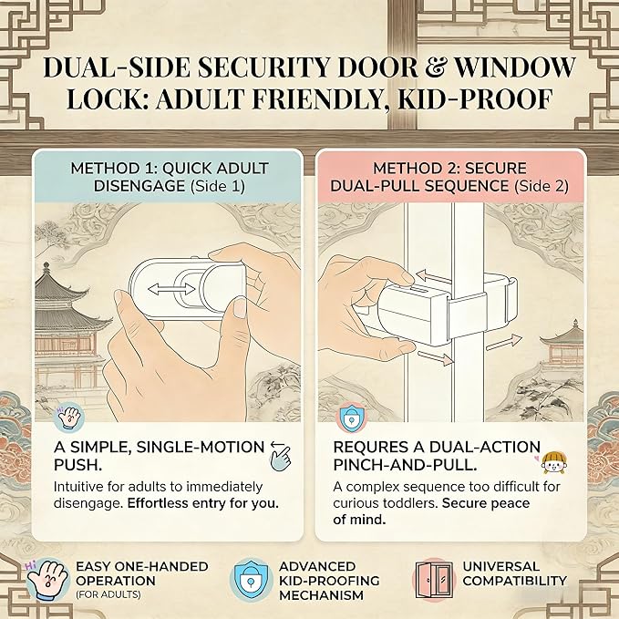 Childproof Door Locks, Child Proof Door Lock, Snap-On Door Knob Safety Lock & Door Handle Child Lock, The Childproof Lock Toddlers Can't Reach, and Renters Can Actually Use (1PC)