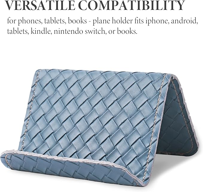 QIELIZI Airplane Travel Essentials for Flying Flex Flap Cell Phone Holder & Flexible Tablet Stand for Desk, Bed, Treadmill, Home & in-Flight Airplane Travel Accessories(1-Woven Blue)