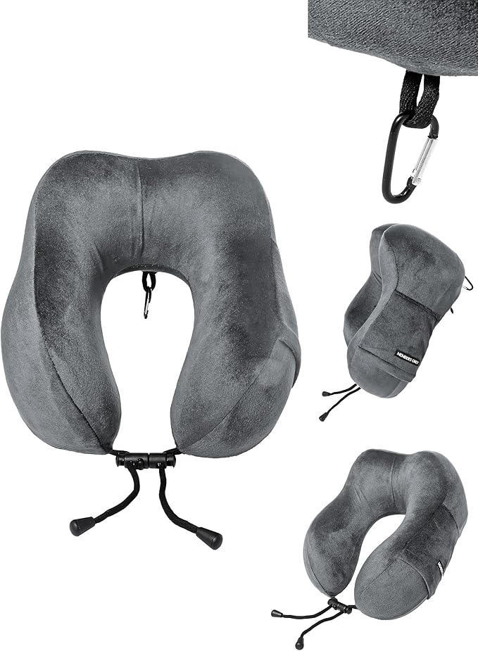 Members Only Grey Travel Neck Pillow - Plane Neck Pillow for Sleeping on Long Flights and Car Rides - Travel Accessories