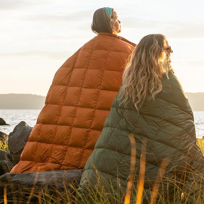 Horizon Hound Down Camping Blanket 650 Fill Power - Ultralight Backpacking Quilt (1lb 6oz) Warm & Water-Resistant 20D Nylon Shell for Outdoors, Camping, Hiking, Travel, & Stadium - Packable