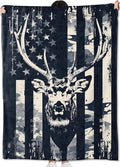 Camo Deer Head Blanket Gifts for Hunters Adult Women Men,American Flag Throw Blankets,Soft Comfy Lightweight for Room Couch Bed Sofa Modern Rustic Decor,Patriotic Lover 60x80in
