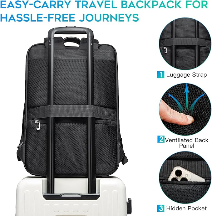 BANGE Business Backpack for Men, 17.3 Inch Laptop Compatible, Water-Resistant Travel & Work Backpack, Spacious Daypack for Office, College, and Weekend Use