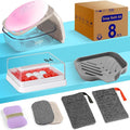 8-Piece Soap Bath Kit with Travel Soap Case Holder Dish Bag Saver, Lathering Pouch for Home, Travel, Camping, Gym, Hotel(Clear)