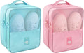 Travel Shoe Bags 2 Pcs of Shoe Organizers Set for Suitcase Hold 3 Pair of Shoes Waterproof Shoe Packing Cubes for Travel and Daily Use Storage Pouch with Handle (Blue+Pink)
