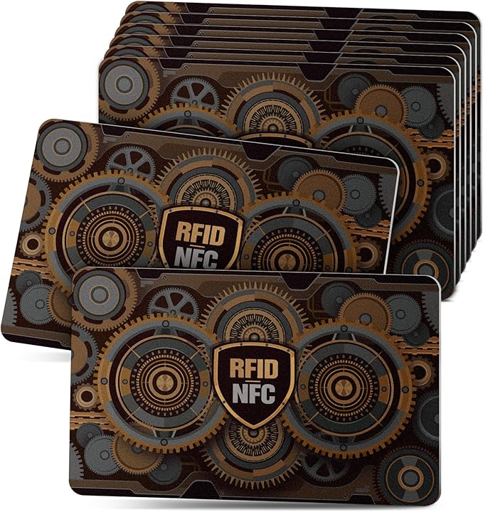 DUGRAFT 8 Pack RFID Blocking Cards Credit Card Protectors Anti-Theft Card Blocker NFC Contactless Protection for Entire Wallet, Travel Essentials, Steampunk
