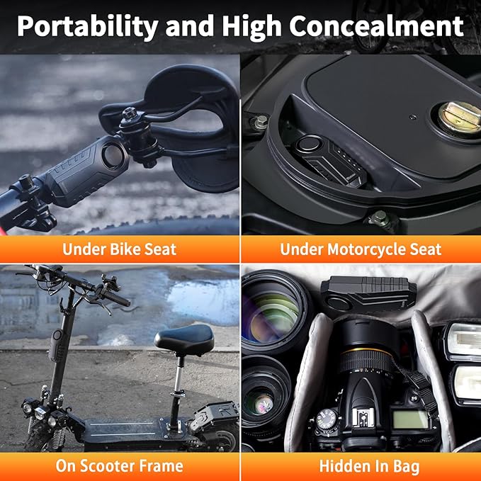 WSDCAM 113dB Wireless Bike Alarm with Remote, Rechargeable Bicycle Alarm System Anti Theft, IP65 Waterproof, 3 Volume Bike Alarms for E-Bikes, Motorcycles, Scooter, Outdoor Riding and Cycling Safety