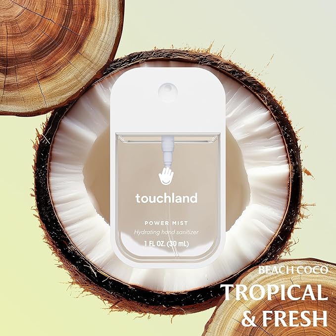 Touchland Hydrating Hand Sanitizer Spray – Tropical Trio Set (Mango Passion, Beach Coco, Wild Watermelon) – 3 x 1 FL OZ Travel Size Mists