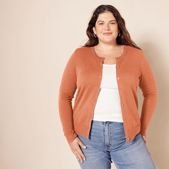 Amazon Essentials Women's Lightweight Crewneck Cardigan Sweater (Available in Plus Size)