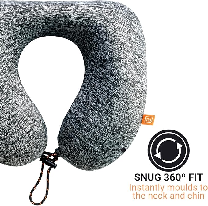 Go Travel American ZZZ's Comfortable Neck Pillow, Travel Pillow for Uninterrupted Sleep, Memory Foam Pillow for Everyday Commute, Airplane, Bus, Car, and Gaming, Travel Essentials, Made in USA, Orange