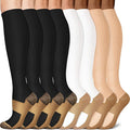 Sooverki Copper Compression Socks for Men & Women 8 Pack 15-20mmHg - Knee High Stockings Best Support for Running Athletic