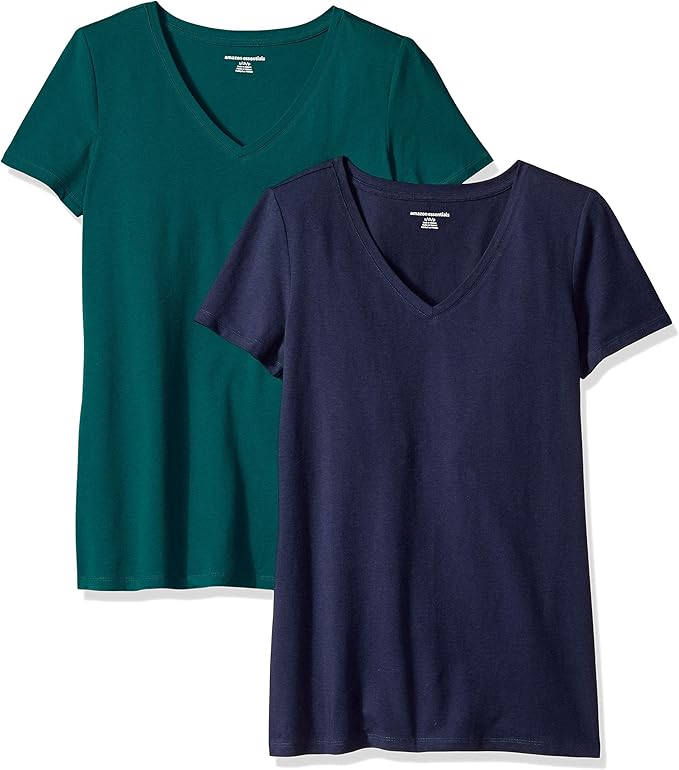 Amazon Essentials Women's Regular-Fit Short-Sleeve T-Shirt (Crewneck and V-Neck Options), Multipacks