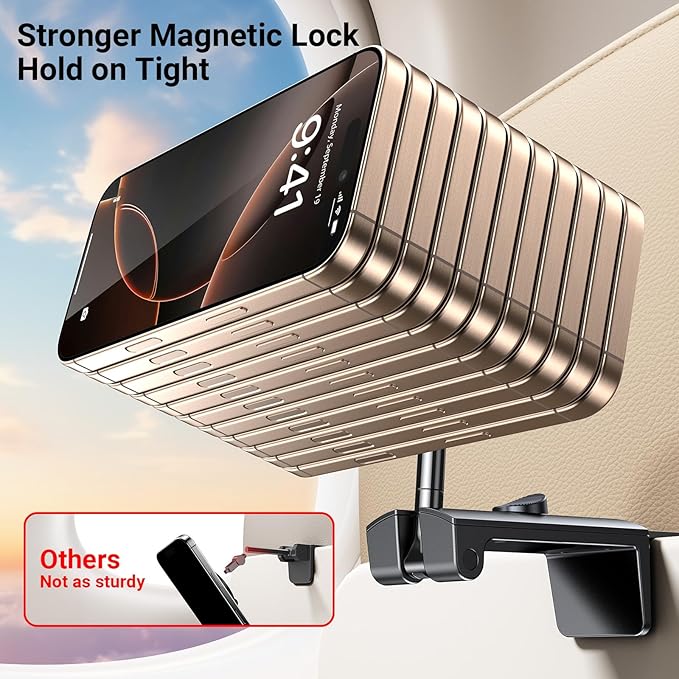 Airplane Phone Holder for Magsafe【100% Stable】 4 in 1 Adjustable Phone Mount, Travel Gadgets for Flight Trays, Seat-Back Tables, and Tables for iPhone 17,16, 15, 14, 13, 12 and Android