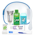 Convenience Kits International Unisex 9 Piece Hygiene Travel Kit with 2-in-1 Shampoo, Degree Deodorant, Crest Toothpaste, Body Wash, Comb, TSA Compliant Toiletry Bag (1 Kit)