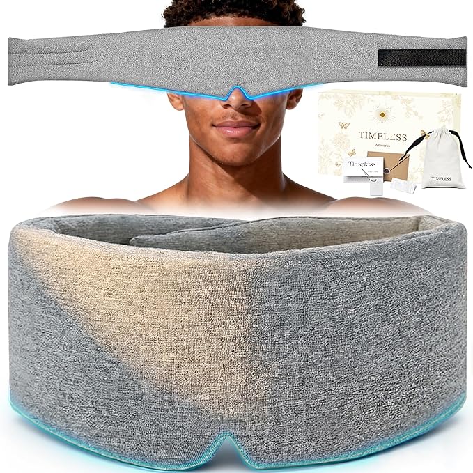 Mist Grey Modal Eye Mask for Sleep, Adjustable Breathable Wrap (70cm), Lightweight Soft Blindfold for Travel and Mediation, Holiday Ready-to-Gift Set for Men and Women from Timeless Artworks