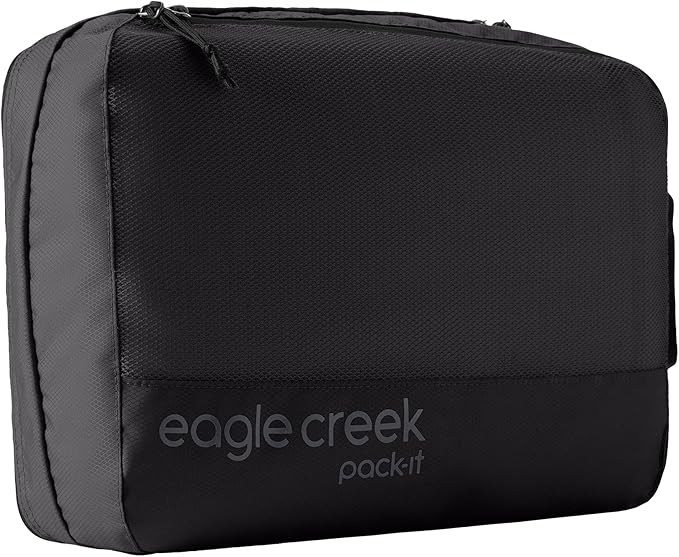 Eagle Creek Pack-It Reveal Clean/Dirty Cube M - Water-Resistant Dual Compartment Packing Cube With Internal Divider for Clean & Dirty Clothes - Travel Essentials - Black