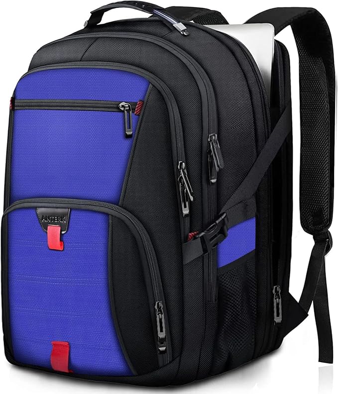 ANTERK Travel Laptop Backpack, 18.4 Inch Laptop Backpacks for Men Women, 55L Anti Theft Water Resistant College Bussiness TSA Airline Approved Work Computer Backpack, Dark Blue