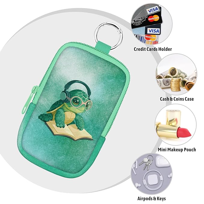 Cute Sea Turtle Book Hand Sanitizer Spray Case, Hand Sanitizer Holder Zippered Pouch, Fashion Accessory with Snap Hook for Glow Mist and Power Mist 1FL OZ