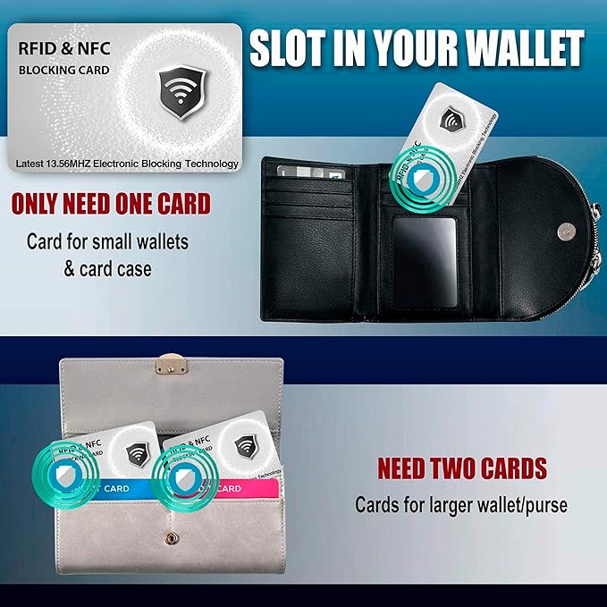 SaiTech IT 5 Pack RFID Blocking Cards Protect Your Entire Wallet, Purse, and Cards from NFC Contactless Theft Wallet for Men & Women - Silver (5 Pcs Silver)