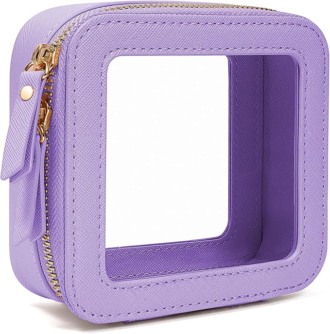 LETGO Small Makeup Bag Pouches for Purse Clear Makeup Bag for Purse Accessories Make Up Bag Small Car Organizer and Storage (Mini Purple)