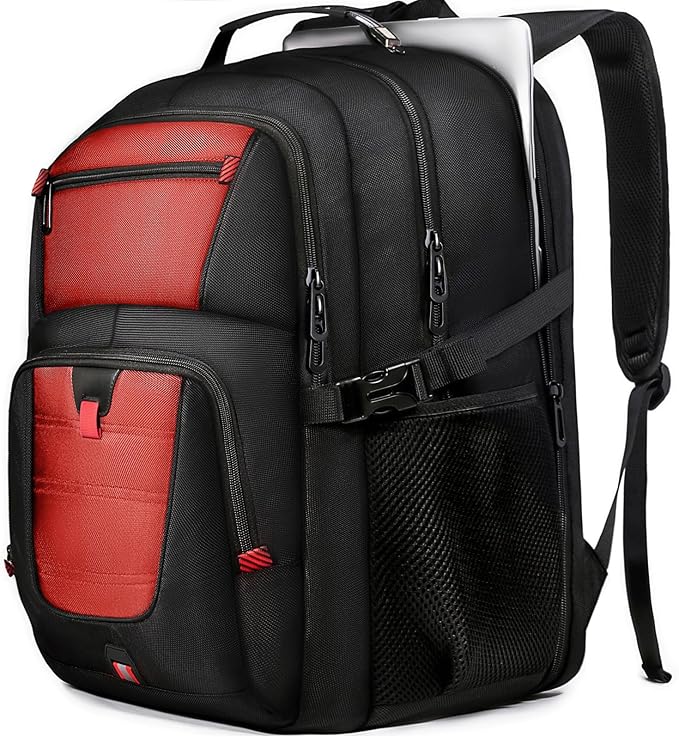 Z-MGKISS 18.4 Large Travel Backpack, USB Computer Bagpack Fits 18.4 Inch Laptop, Business Backpack for Men, TSA Flight Approved, Laptop Backpacks, Red