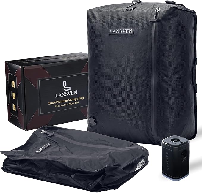 Vacuum Packing Bags for Travel – cordless travel vacuum bag set, Save 60% Space, Maximize Storage, Vacuum Packing Cubes, TSA Ready, Easy Packing Organizer for Carry-On & Suitcase