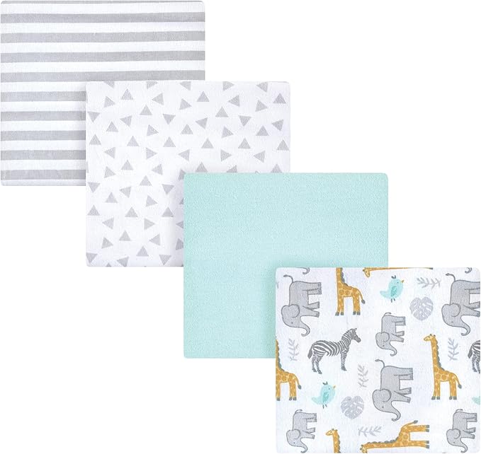 Hudson Baby Unisex Baby Cotton Flannel Receiving Blankets, Yellow Safari, One Size