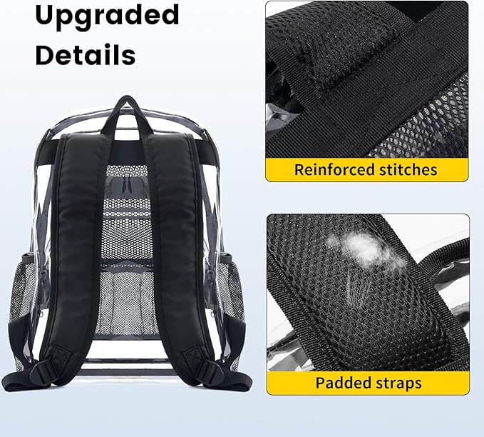 Vorspack Clear Backpack Heavy Duty PVC Transparent Backpack Extra Large Clear Backpacks with Reinforced Strap for College Workplace Security - Blue