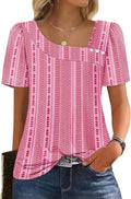 WIHOLL Womens Summer Tops Short Sleeve Shirts Square Neck Spring Outfits 2026 Fashion Clothing Blouses